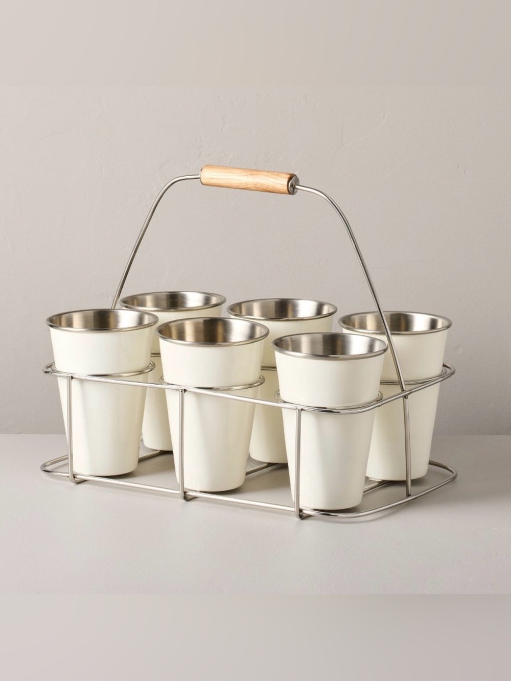 NWT Hearth & Hand with Magnolia White Tumbler Set with Beverage Caddy